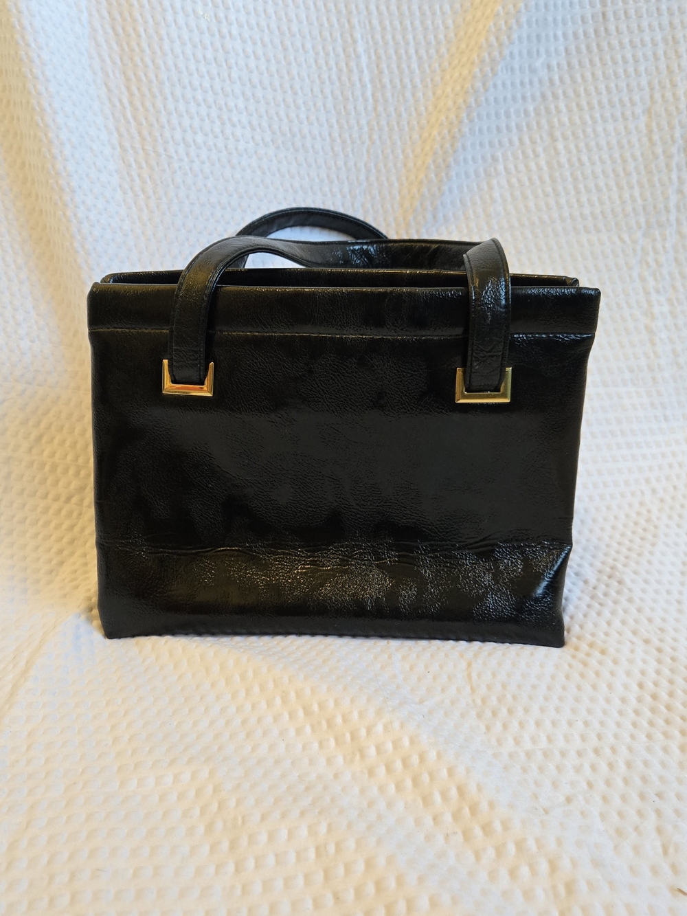 Vintage 1950-60 Theodor of California Black Patent Top-Handle Women's Handbag